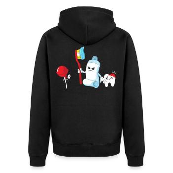 Zahnpasta Zahnbürste Zahnarzt Zahnarzthelfer - Unisex Premium Bio Zip Hoodie - Schwarz - Hinten - Nico (187cm)