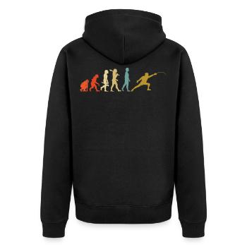 Evolutions-Mann, der Sport-Fechter-Geschenk-Degen einzäunt - Unisex Premium Bio Zip Hoodie - Schwarz - Hinten - Nico (187cm)