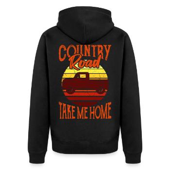Country Roads Pickup Retro Trucker Geschenk - Unisex Premium Bio Zip Hoodie - Schwarz - Hinten - Nico (187cm)