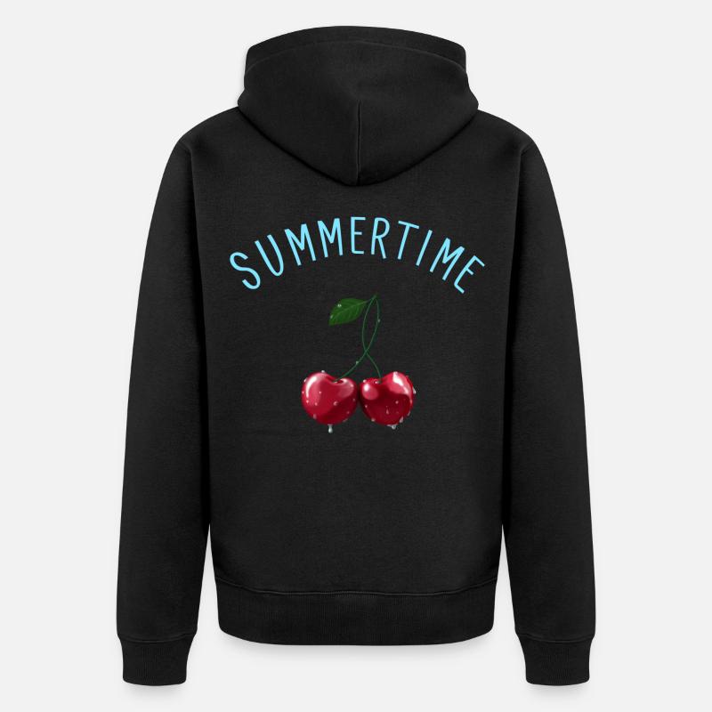 Cerises - Cherries Summertime - Veste à capuche bio Premium Unisexe - noir