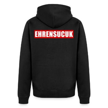 Ehrensucuk - Unisex Premium Bio Zip Hoodie - Schwarz - Hinten - Nico (187cm)