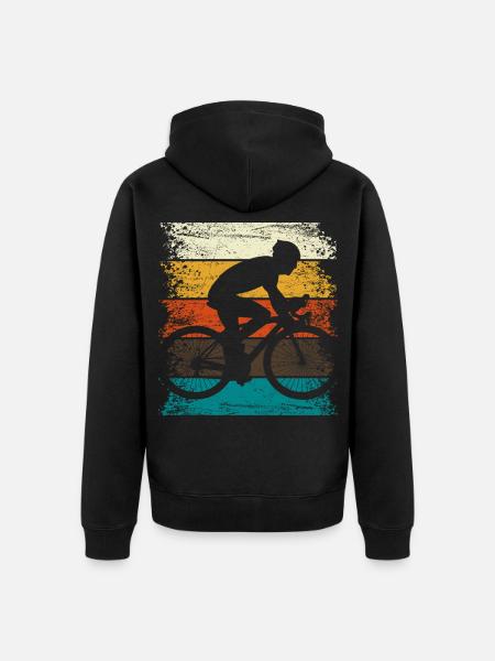 Biking Retro Rennrad Fahrrad Mountainbike Geschenk - Unisex Premium Bio Zip Hoodie - Schwarz