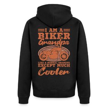 Ich Bin Ein Biker Opa Motorrad Fahrer Geschenk - Unisex Premium Bio Zip Hoodie - Schwarz - Hinten - Nico (187cm)