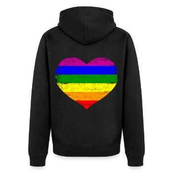 Cadeau de fierté de coeur d'arc-en-bande LGBT - Veste à capuche bio Premium Unisexe - noir - Dos - Nico (187cm)