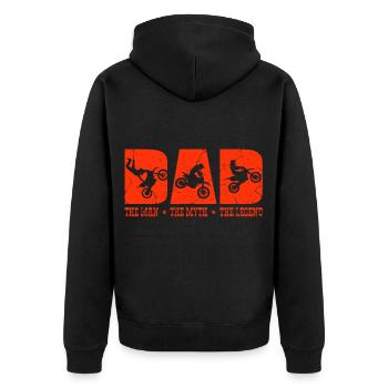 DAD Moto Cross Vater Dirt Bike Motorrad Geschenk - Unisex Premium Bio Zip Hoodie - Schwarz - Hinten - Nico (187cm)