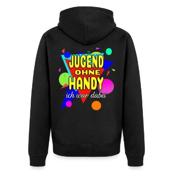 Jugend Ohne Handy - Ich War Dabei - Unisex Premium Bio Zip Hoodie - Schwarz - Hinten - Nico (187cm)