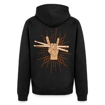 Drummer Rocking Drumsticks Schlagzeuger Geschenk - Unisex Premium Bio Zip Hoodie - Schwarz - Hinten - Nico (187cm)