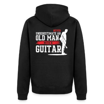 Guitar Player Guitarist Electric Bass Old Man - Unisex Premium Organic Zip Hoodie - black - Back - Nico (187cm)