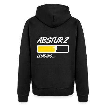 Absturz Loading , saufen, trinken - Unisex Premium Bio Zip Hoodie - Schwarz - Hinten - Nico (187cm)