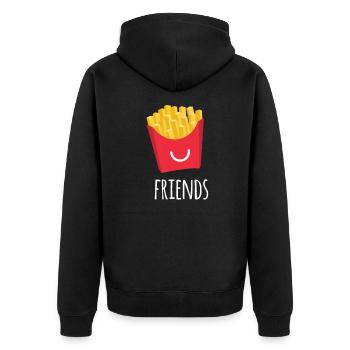 Pommes Freunde Kartoffel Fastfood Ketchup Geschenk - Unisex Premium Bio Zip Hoodie - Schwarz - Hinten - Nico (187cm)