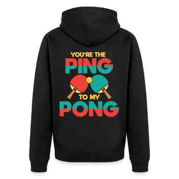 Tischtennis Ping Pong Tischtennisball Geschenk - Unisex Premium Bio Zip Hoodie - Schwarz - Hinten - Nico (187cm)