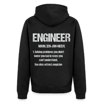 Ingenieur Zauberer Magier Geschenke für Ingenieure - Unisex Premium Bio Zip Hoodie - Schwarz - Hinten - Nico (187cm)