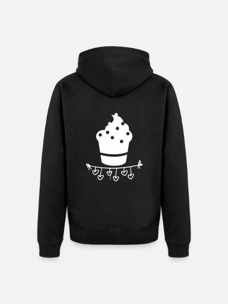 Cupcakes - muffin - heart - Unisex Premium Organic Zip Hoodie - black