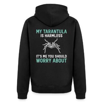 Meine Tarantel Ist Harmlos Spinne Terrarium Tier - Unisex Premium Bio Zip Hoodie - Schwarz - Hinten - Nico (187cm)
