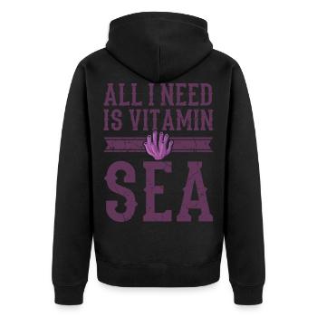 I NEED VITAMIN SEA Coral Gift For Divers - Unisex Premium Organic Zip Hoodie - black - Back - Nico (187cm)