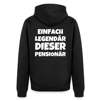 EINFACH LEGENDÄR DIESER PENSIONÄR - Unisex Premium Bio Zip Hoodie - Schwarz - Hinten - Nico (187cm)