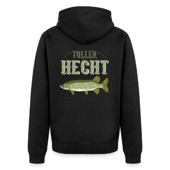 Great Pike Angler Fishing Fishing Sayings Gift - Unisex Premium Organic Zip Hoodie - black - Back - Nico (187cm)