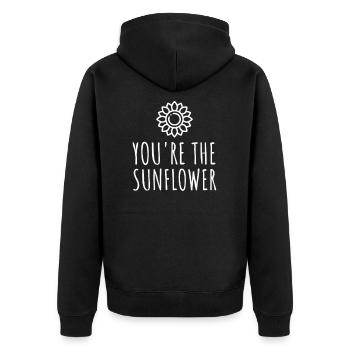 YOURE THE SUNFLOWER - Unisex Premium Bio Zip Hoodie - Schwarz - Hinten - Nico (187cm)