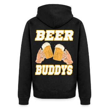 Bier - Unisex Premium Bio Zip Hoodie - Schwarz - Hinten - Nico (187cm)