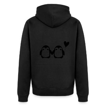 Pinguin - penguin - Unisex Premium Bio Zip Hoodie - Schwarz - Hinten - Nico (187cm)