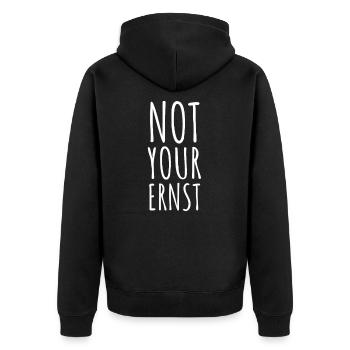 Not Your Ernst - Unisex Premium Bio Zip Hoodie - Schwarz - Hinten - Nico (187cm)