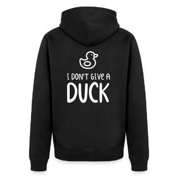 I Don't Give A Duck - Unisex Premium Organic Zip Hoodie - black - Back - Nico (187cm)