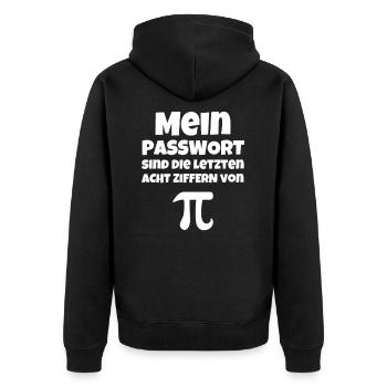 Mein Passwort Sind Die Letzten Acht Ziffern Vo - Unisex Premium Bio Zip Hoodie - Schwarz - Hinten - Nico (187cm)