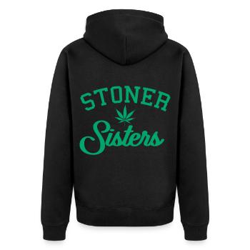 STONER SISTERS Weed 420 Girlfriend Gift For 2 - Unisex Premium Organic Zip Hoodie - black - Back - Nico (187cm)