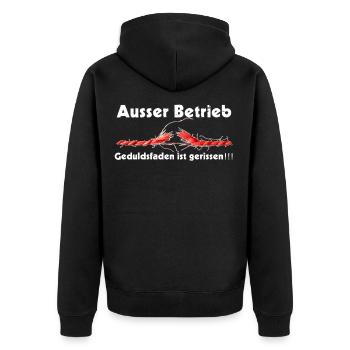 Außer Ausser Betrieb Geduldsfaden gerissen - Unisex Premium Bio Zip Hoodie - Schwarz - Hinten - Nico (187cm)