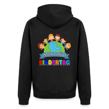 International Kindertag Kinder Kind Welt Frieden - Unisex Premium Bio Zip Hoodie - Schwarz - Hinten - Nico (187cm)