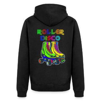 Roller Skates Roller Disco Retro 70s 80s 70s 80s - Unisex Premium Organic Zip Hoodie - black - Back - Nico (187cm)