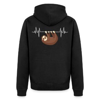 Trägheits-Herzschlag, der an der EKG-Linie Kleidungs-Trägheit hängt - Unisex Premium Bio Zip Hoodie - Schwarz - Hinten - Nico (187cm)