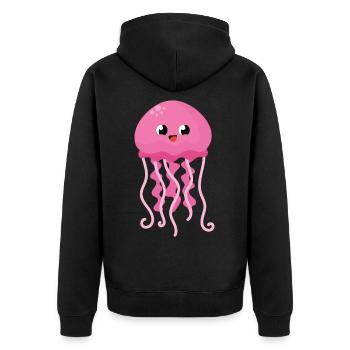 Kids Carton Kawaii Jellyfish Medusa Gift - Unisex Premium Organic Zip Hoodie - black - Back - Nico (187cm)