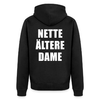 Nice older lady - Unisex Premium Organic Zip Hoodie - black - Back - Nico (187cm)