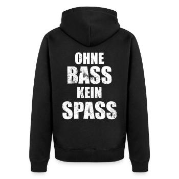 Ohne Bass kein Spass - Unisex Premium Bio Zip Hoodie - Schwarz - Hinten - Nico (187cm)