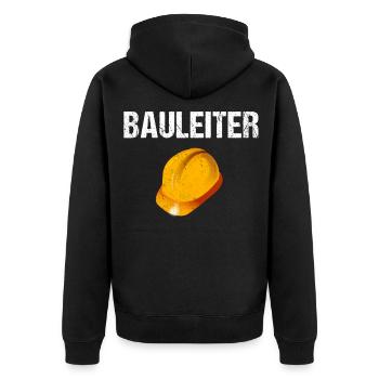 Bauleiter - Unisex Premium Bio Zip Hoodie - Schwarz - Hinten - Nico (187cm)