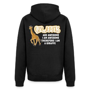 Giraffen sind fantastisch - Unisex Premium Bio Zip Hoodie - Schwarz - Hinten - Nico (187cm)