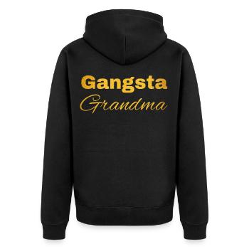 Gangsta Grandma Oma Großmutter Sprüche Geschenk - Unisex Premium Bio Zip Hoodie - Schwarz - Hinten - Nico (187cm)