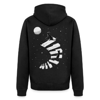 Cat Piano Hangover Piano Wing Keyboard Gift - Unisex Premium Organic Zip Hoodie - black - Back - Nico (187cm)