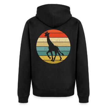 70er Jahre 80er Jahre Vintage Giraffe Retro-Design - Unisex Premium Bio Zip Hoodie - Schwarz - Hinten - Nico (187cm)