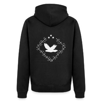 Adler - Eagle / Vogel - Bird / Geier - Vulture - Unisex Premium Bio Zip Hoodie - Schwarz - Hinten - Nico (187cm)