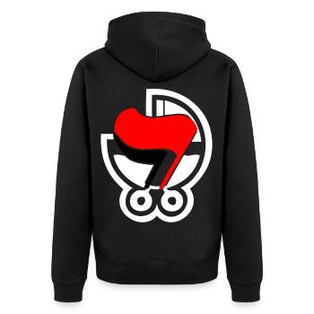 ANTIFA - Unisex Premium Organic Zip Hoodie - black - Back - Nico (187cm)