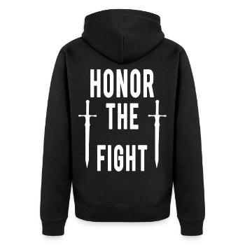 Respect the martial art of sword fighting fencing - Unisex Premium Organic Zip Hoodie - black - Back - Nico (187cm)