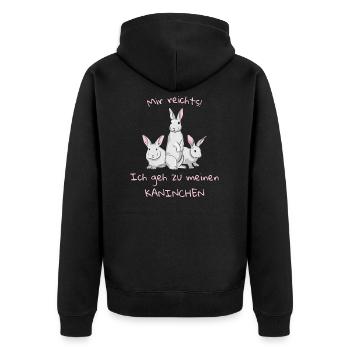 Mir reichts! Ich geh zu meinen Kaninchen - Unisex Premium Bio Zip Hoodie - Schwarz - Hinten - Nico (187cm)