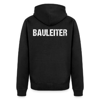 Bauleiter | Bau Geschenk Idee - Unisex Premium Bio Zip Hoodie - Schwarz - Hinten - Nico (187cm)