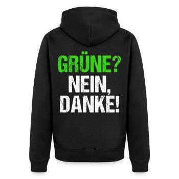 Grüne? Nein Danke! Anti Grünen Gegen Grüne - Unisex Premium Bio Zip Hoodie - Schwarz - Hinten - Nico (187cm)