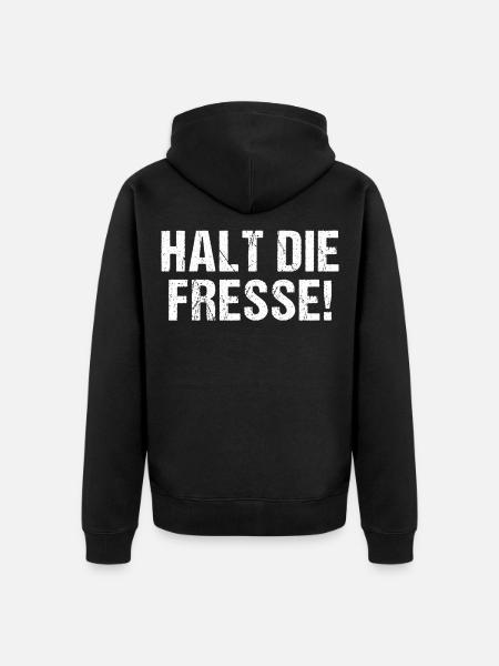 Halt die Fresse - Unisex Premium Bio Zip Hoodie - Schwarz
