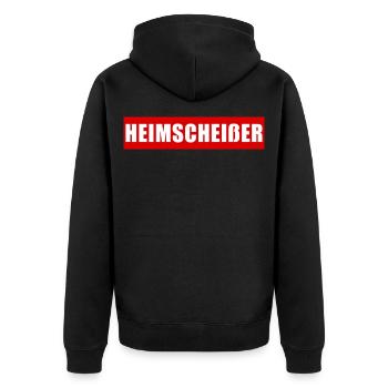 Ich Kack Zuhause - Heimscheißer - Unisex Premium Bio Zip Hoodie - Schwarz - Hinten - Nico (187cm)