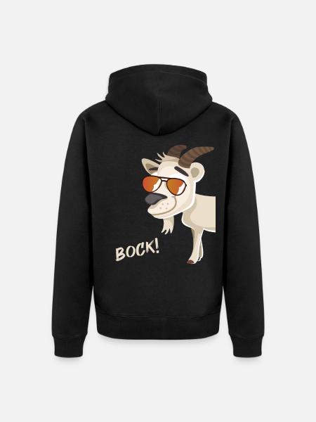 Bock mit Sonnenbrille - Unisex Premium Bio Zip Hoodie - Schwarz