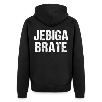 Jebiga Brate - Balkans drôles Jugo Yougoslavie - Veste à capuche bio Premium Unisexe - noir - Dos - Nico (187cm)